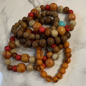6 piece wood bead bracelet bundle